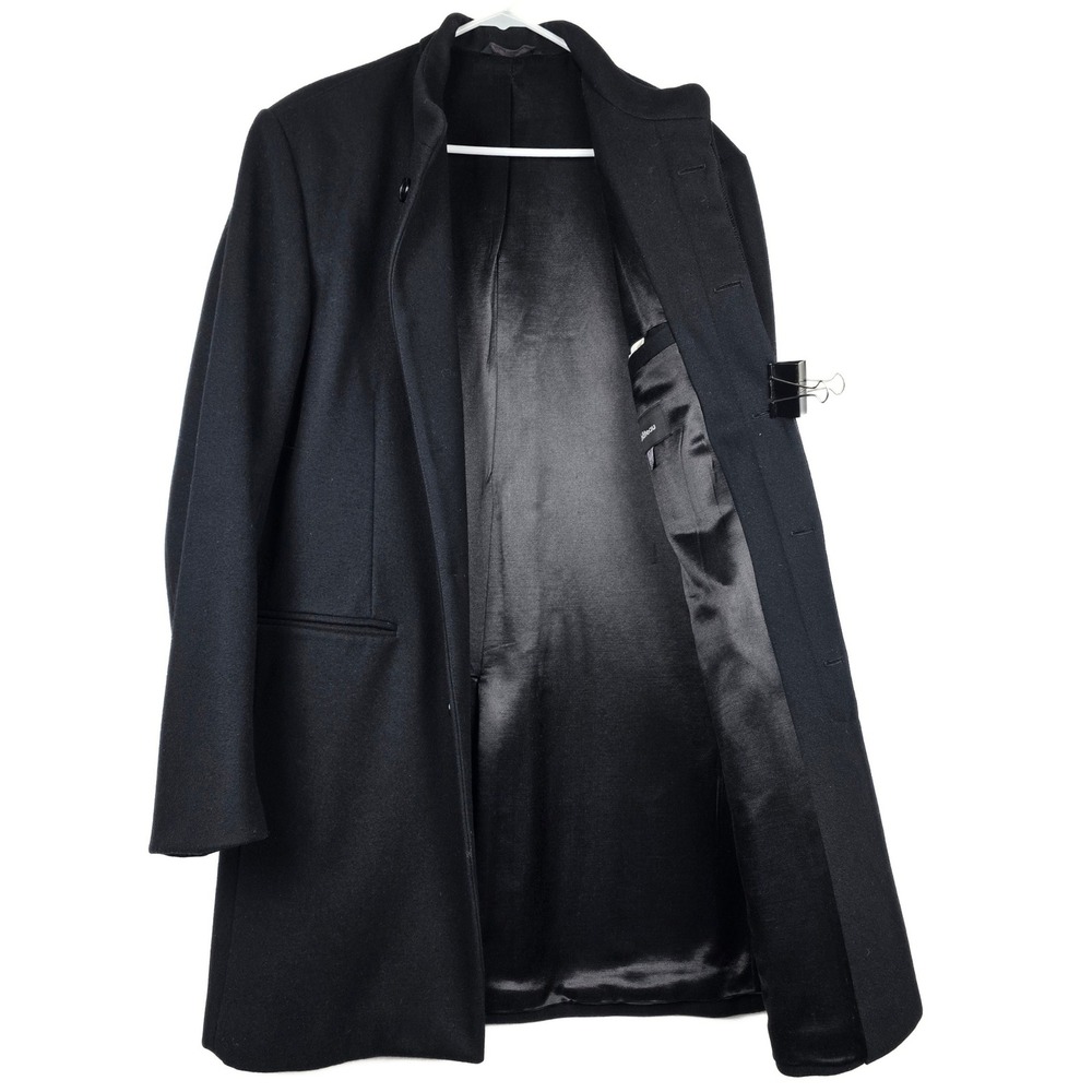 Le Chateau Mens Black Wool Blend Stand Collar Car Coat Overcoat Large 64593-A